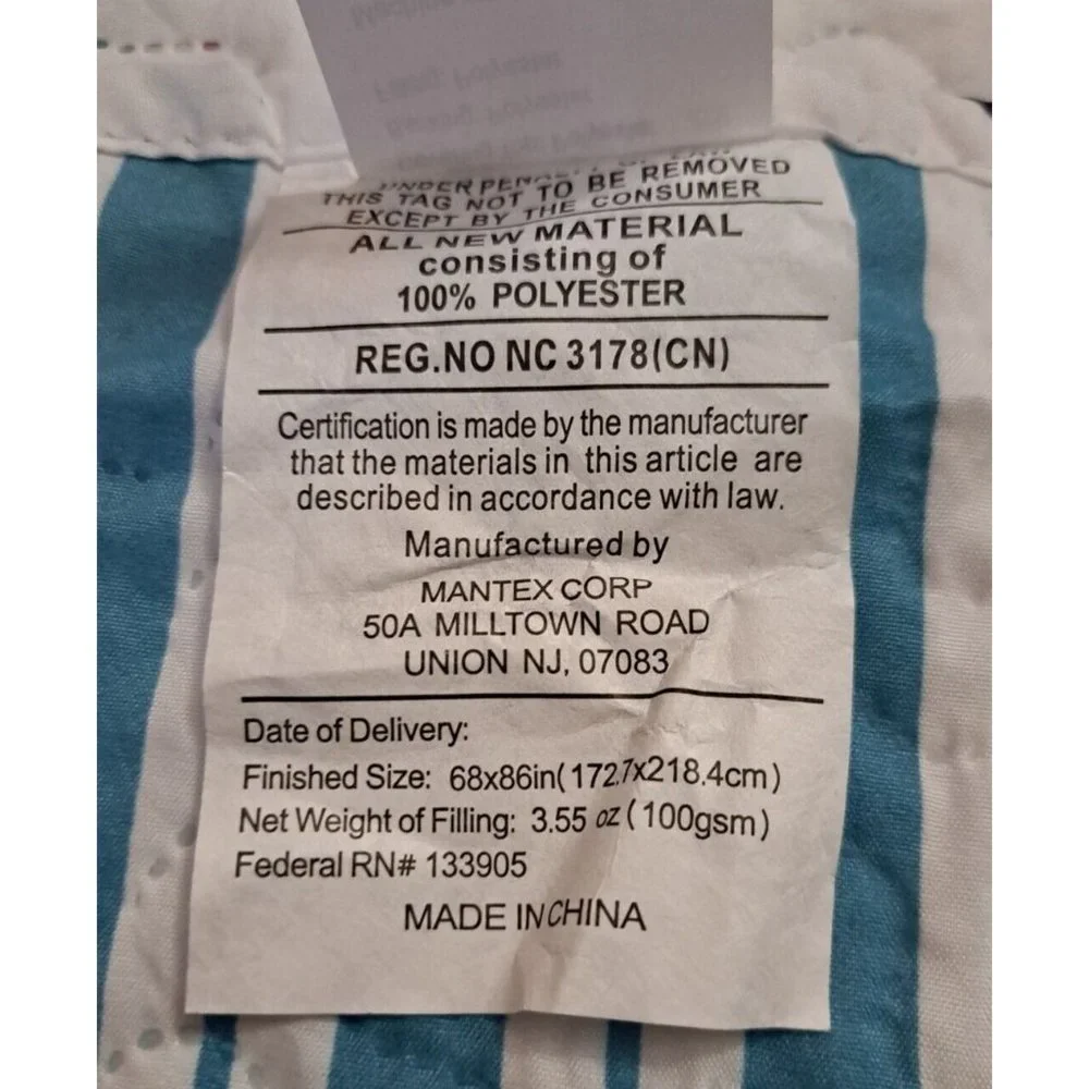 Airplane Twin Quilt Comforter Mantex Blue White Striped Red Boys Room Nursery
